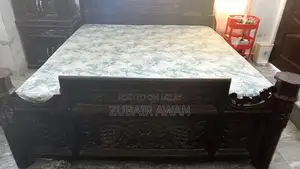 Wooden Bed Frame with Dressing and Storage