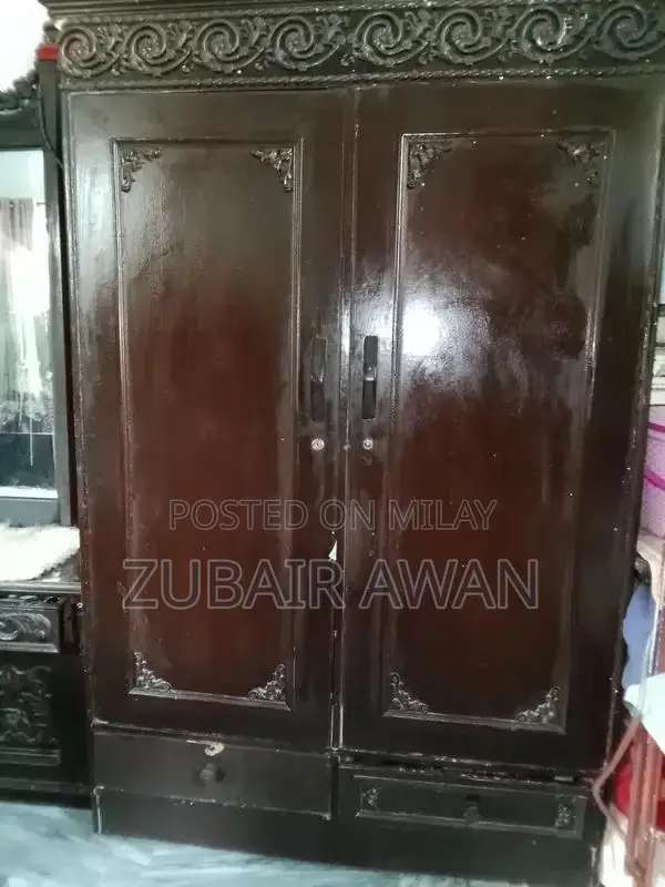 Wooden Bed Frame with Dressing and Storage