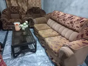 Photo - 5 Seater Wooden Living Room Sofa Set with Optional Glass Table