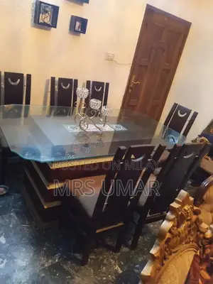 Photo - Solid Wood 6 Seater Dining Table with 12mm Glass Top