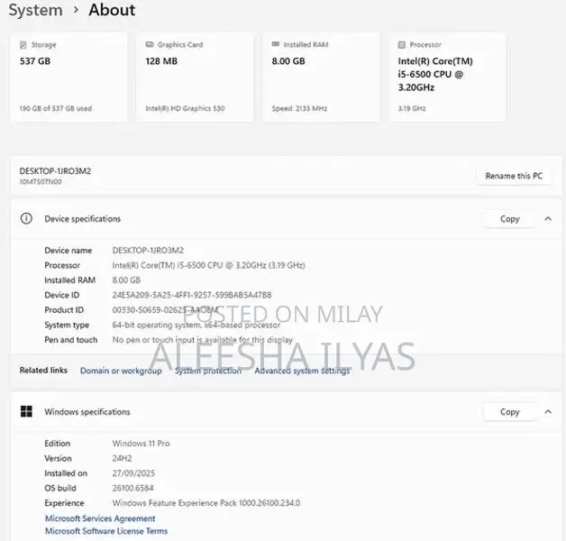 Intel Core i5 6th Gen Desktop PC with 8GB RAM, Dual HDD, Windows 11