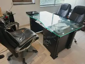 Photo - Office Furniture Set with Tables, Chairs, Glass Cabins, and Extras
