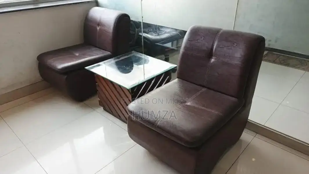 Office Furniture Set with Tables, Chairs, Glass Cabins, and Extras