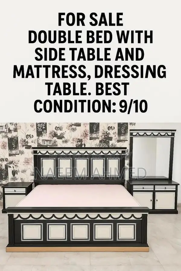 Double Bed Side Table with Mattress Spring