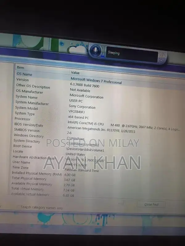 Sony Laptop with Wide Screen and High Performance