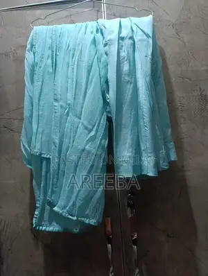 Sky Blue Men's Casual Shirt with Plain Trouser Set