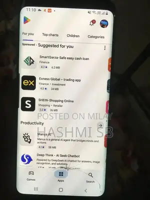 Galaxy Smartphone with Cracked Front Glass, Functional Touchscreen