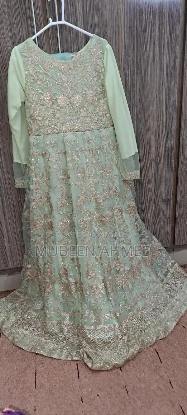 Elegant Bridal Embroided Maxi Dress Full Length Occasion Wear