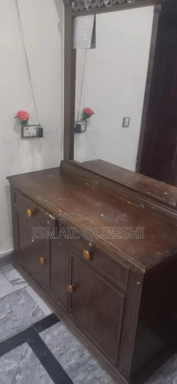 Wooden Dressing Table with Mirror - Minor Repairs Needed