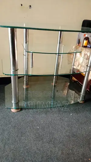 Modern Glass and Aluminum TV Stand for Gaming and Entertainment