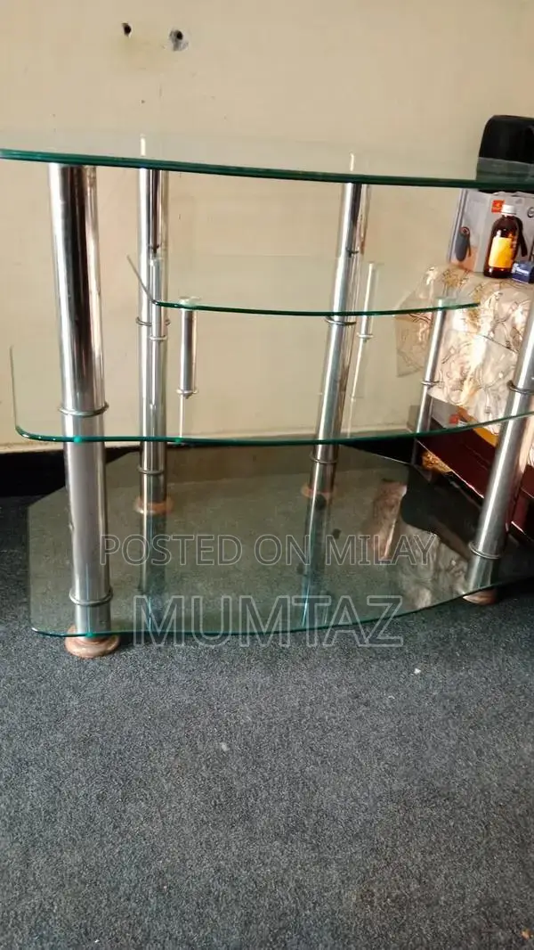 Modern Glass and Aluminum TV Stand for Gaming and Entertainment