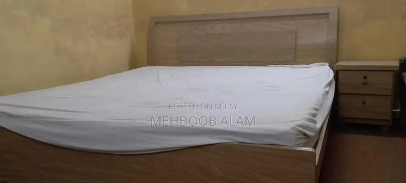 Double Bed Frame with Foam Mattress and Side Tables