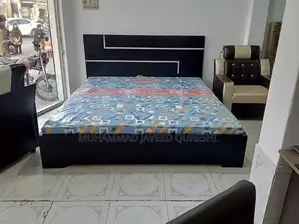 Black Floor Fitting Double Bed - King Size Wooden Frame