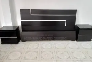 Black Floor Fitting Double Bed - King Size Wooden Frame