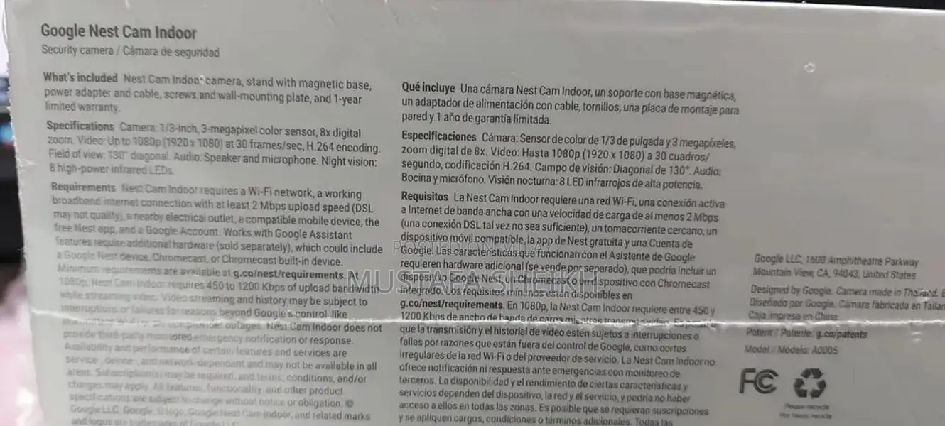 Google Nest Indoor Security Camera - Smart Home Monitoring