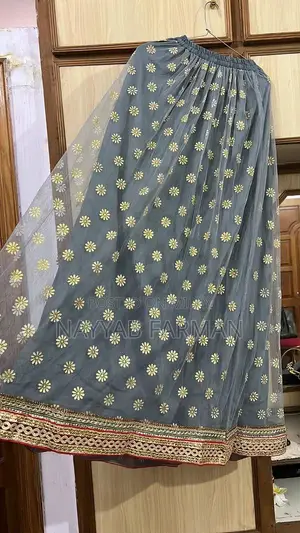 Grey Blue Lehanga Shirt Dupatta Traditional Ethnic Wear