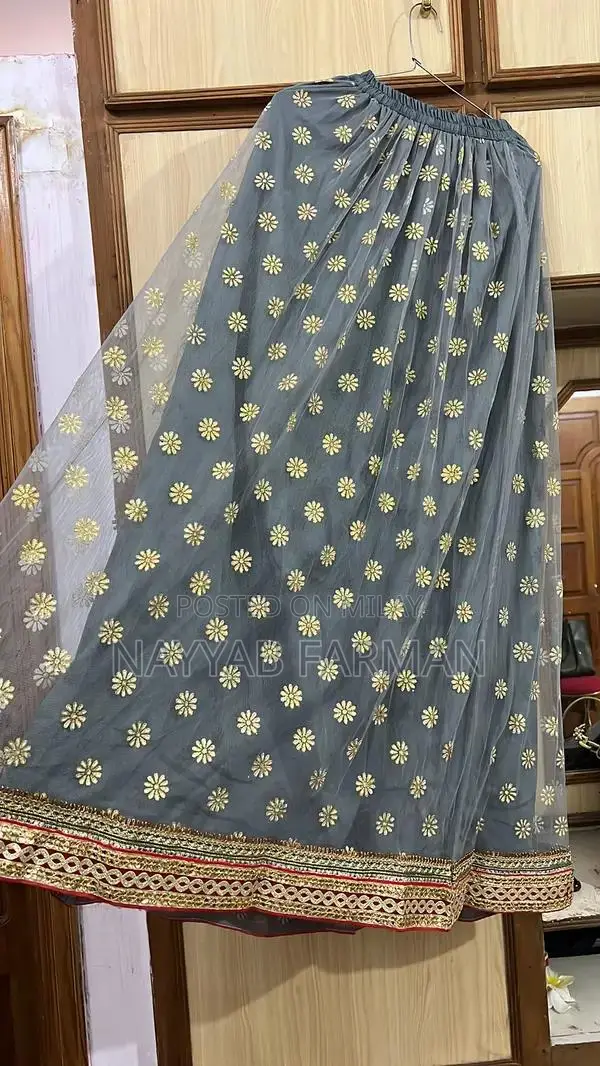 Grey Blue Lehanga Shirt Dupatta Traditional Ethnic Wear