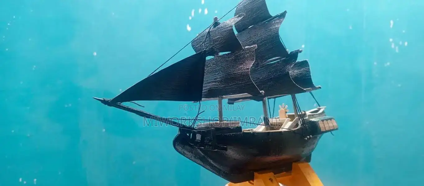 Handcrafted Black Pearl Wooden Ship Model Showpiece
