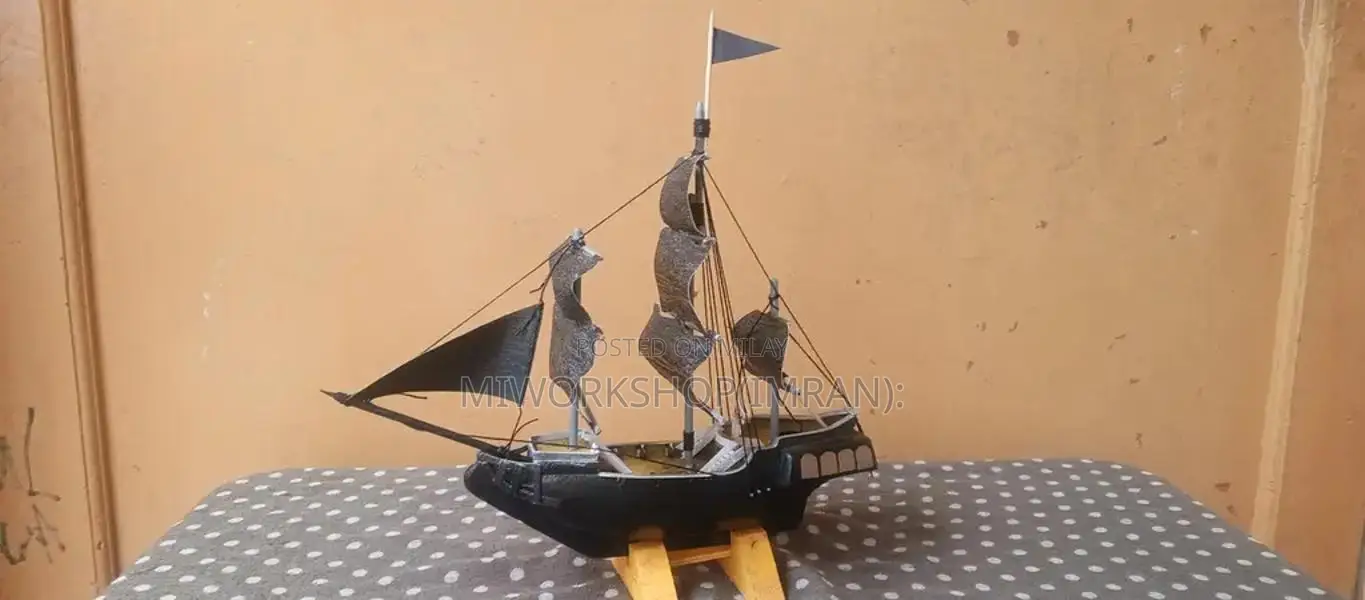 Handcrafted Black Pearl Wooden Ship Model Showpiece
