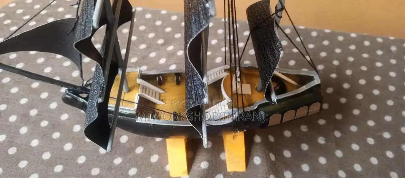 Handcrafted Black Pearl Wooden Ship Model Showpiece