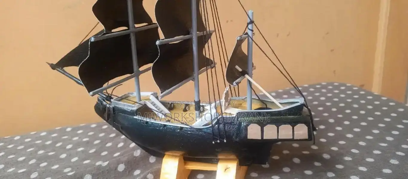 Handcrafted Black Pearl Wooden Ship Model Showpiece