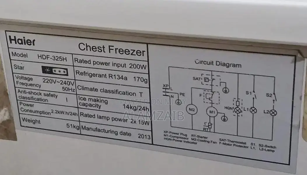 Haier Double Door Deep Freezer White Model HDF-325H