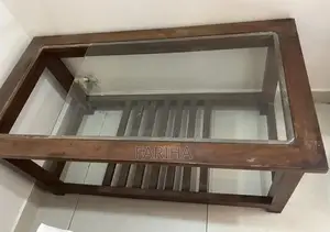 Photo - Solid Wood Table with Glass Top - Needs Repair