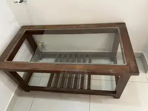 Solid Wood Table with Glass Top - Needs Repair