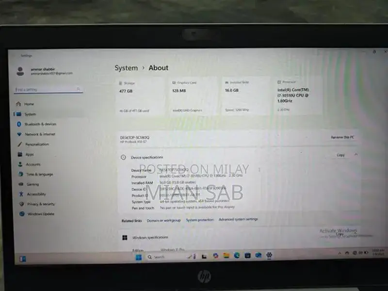 HP ProBook 450 G7 Business Laptop Core i7 16GB RAM