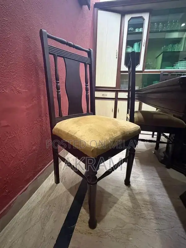 Wooden Dining Table Set with 6 Chairs and Glass Top