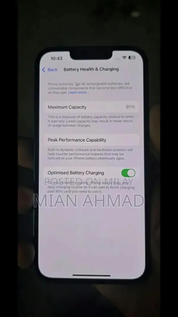 Navy Blue iPhone 13 Smartphone with High Battery Health