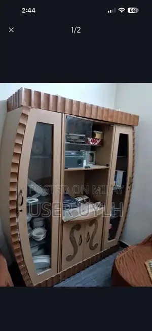 Stylish Wood Room Divider with Glass Panels