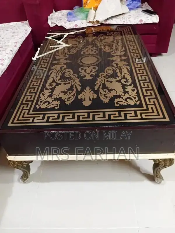 Wooden Table with Damaged Side Mirror