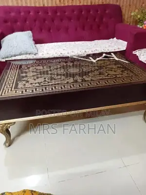 Wooden Table with Damaged Side Mirror