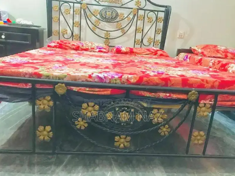 Iron Bed Frame and 5-Seater Sofa Living Room Set