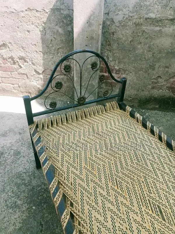 Sturdy Iron Pipe Charpai - Traditional Indian Bed Frame