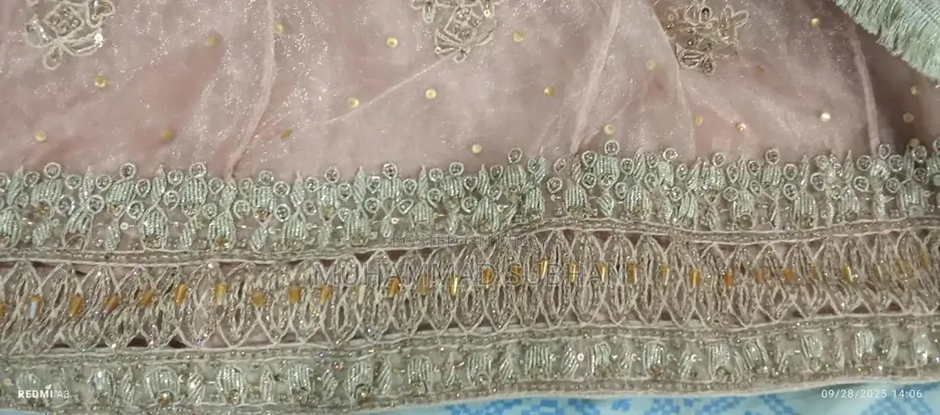 Handcrafted Pink Bridal Wedding Dress with Delicate Details