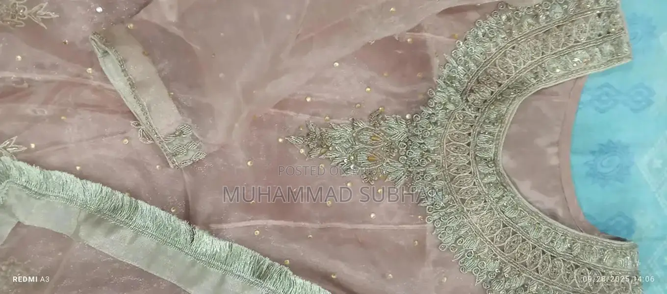 Handcrafted Pink Bridal Wedding Dress with Delicate Details