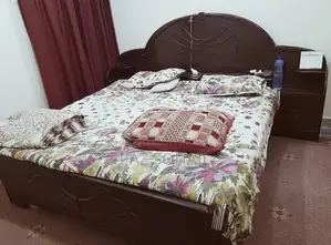 Complete Bedroom Set: Double Bed, Mattress, Dressing Table