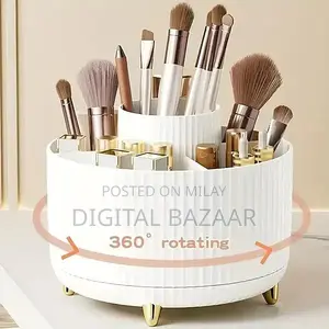 360° Rotating Makeup Organizer with 5 Compartments - Space-Saving Stor
