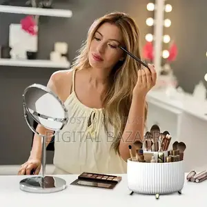 360° Rotating Makeup Organizer with 5 Compartments - Space-Saving Stor
