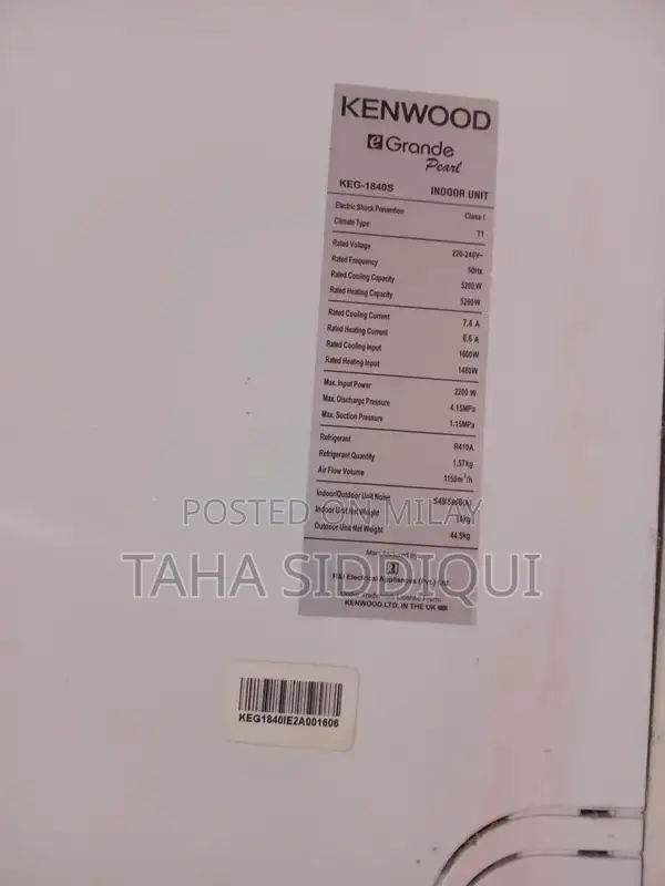 Kenwood Split Air Conditioner 1.5 Ton Cooling System