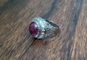 Ruby Kabuli Yaqoot 13.16 Carat Gemstone with Silver Ring