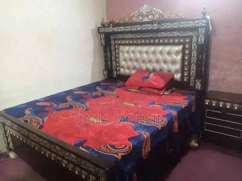 King Size Wooden Bed with Side Tables and Dressing Table