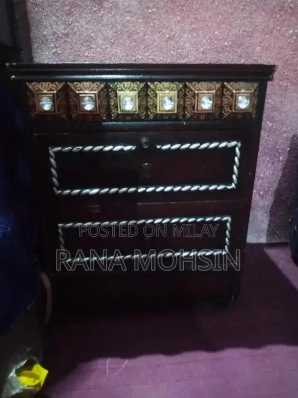 King Size Wooden Bed with Side Tables and Dressing Table