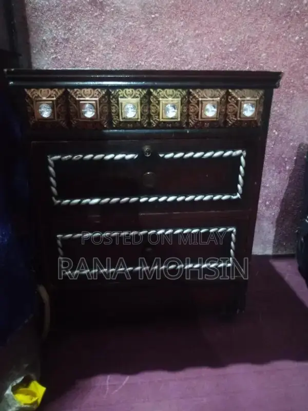 King Size Wooden Bed with Side Tables and Dressing Table