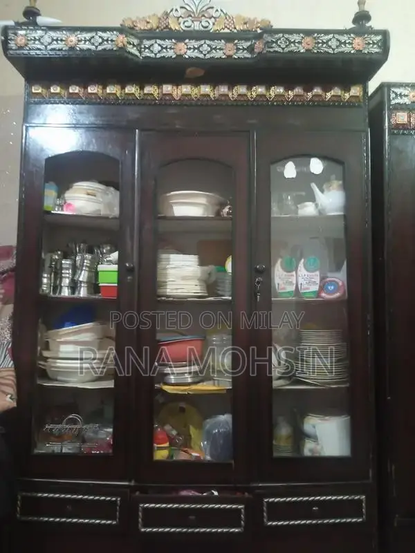 King Size Wooden Bed with Side Tables and Dressing Table