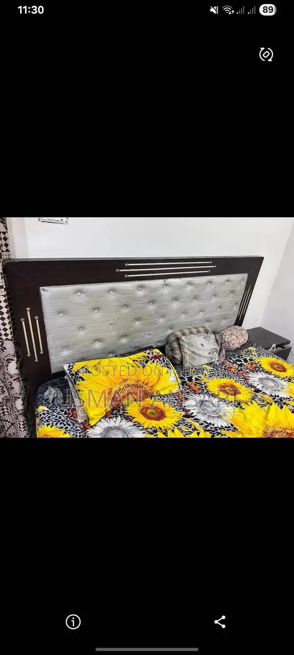 Spacious King Size Bed Frame with Two Side Tables