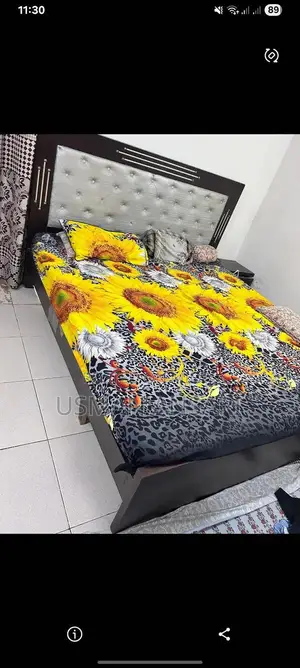 Spacious King Size Bed Frame with Two Side Tables