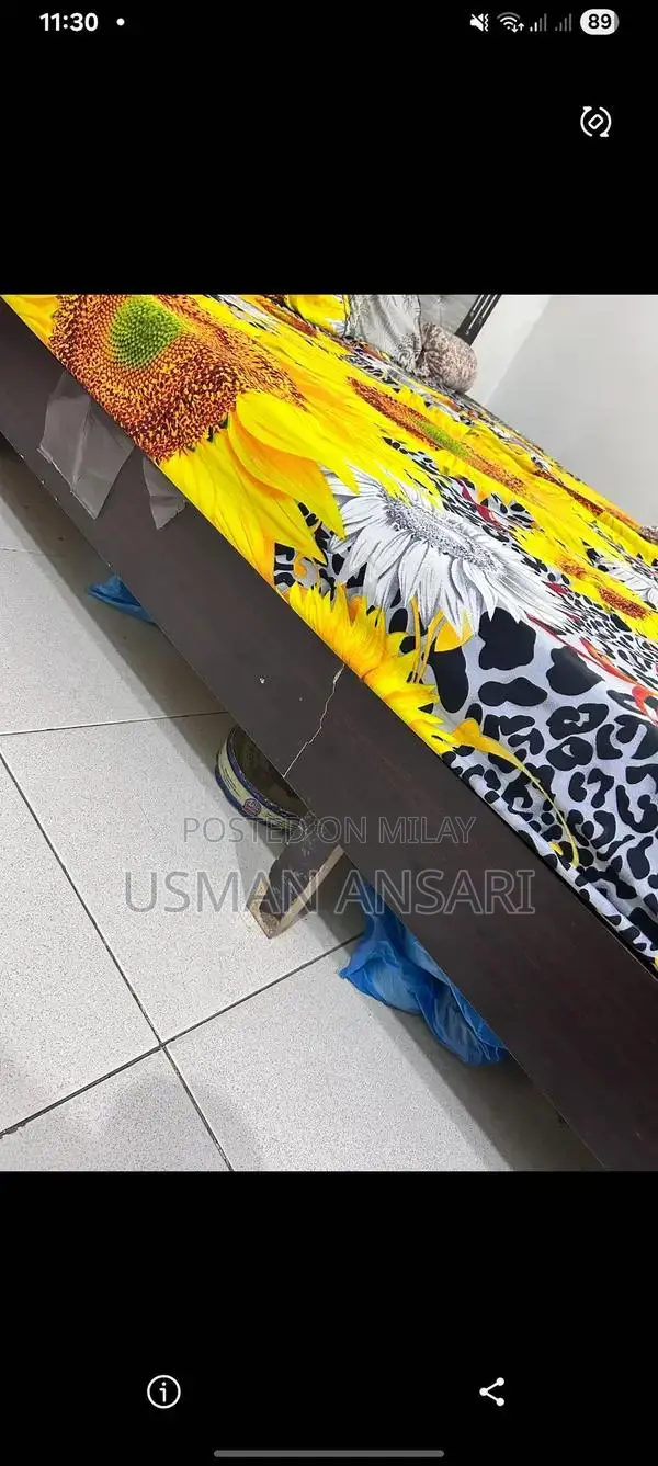 Spacious King Size Bed Frame with Two Side Tables